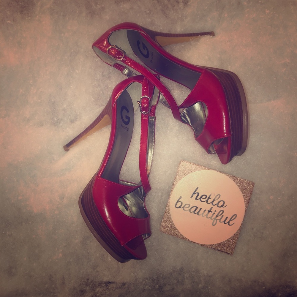 G by Guess Red Hot Platform Heels